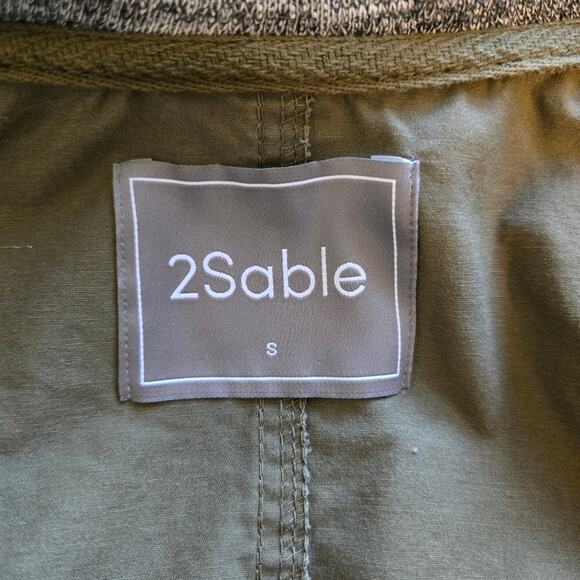 M 2Sable Womens Olive Green Gray Hoodie Layered Look Jacket Size S Utility Cargo - Picture 8 of 9